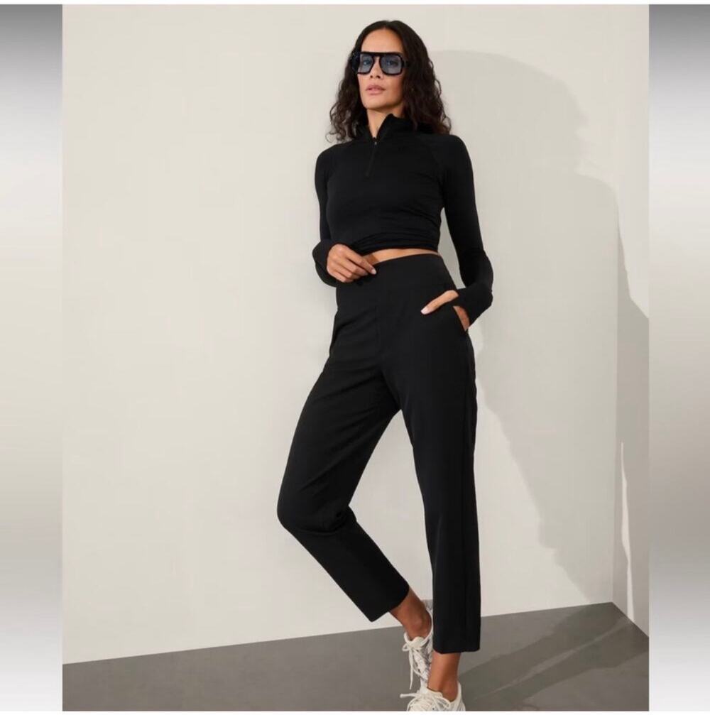 Athleta Pants Women 10 Black Endless High Rise City Sporty Ankle Pull On Travel